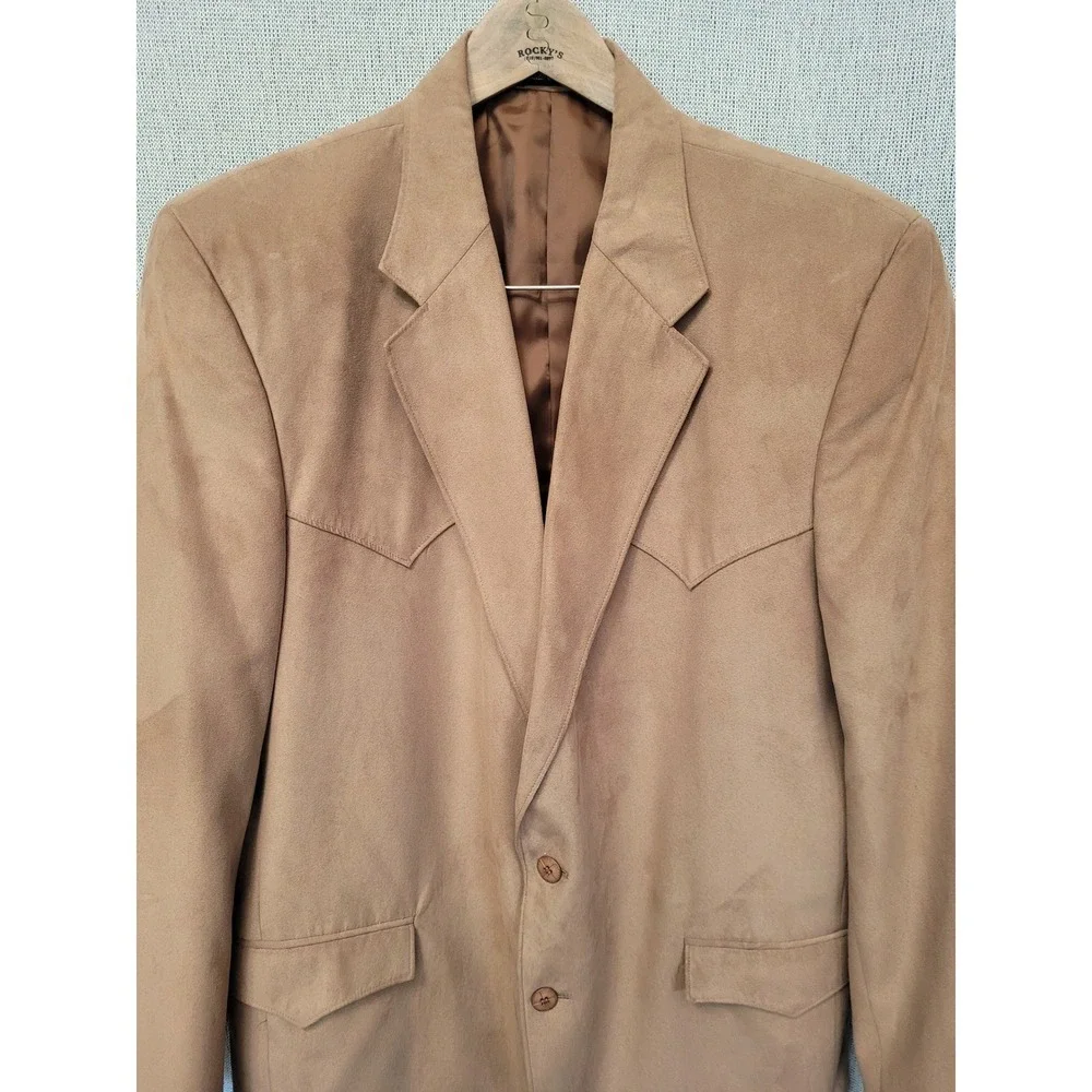 Circle S Sport Coat Mens 46L Western Faux Suede Tan Blazer Cowboy Rodeo Vintage